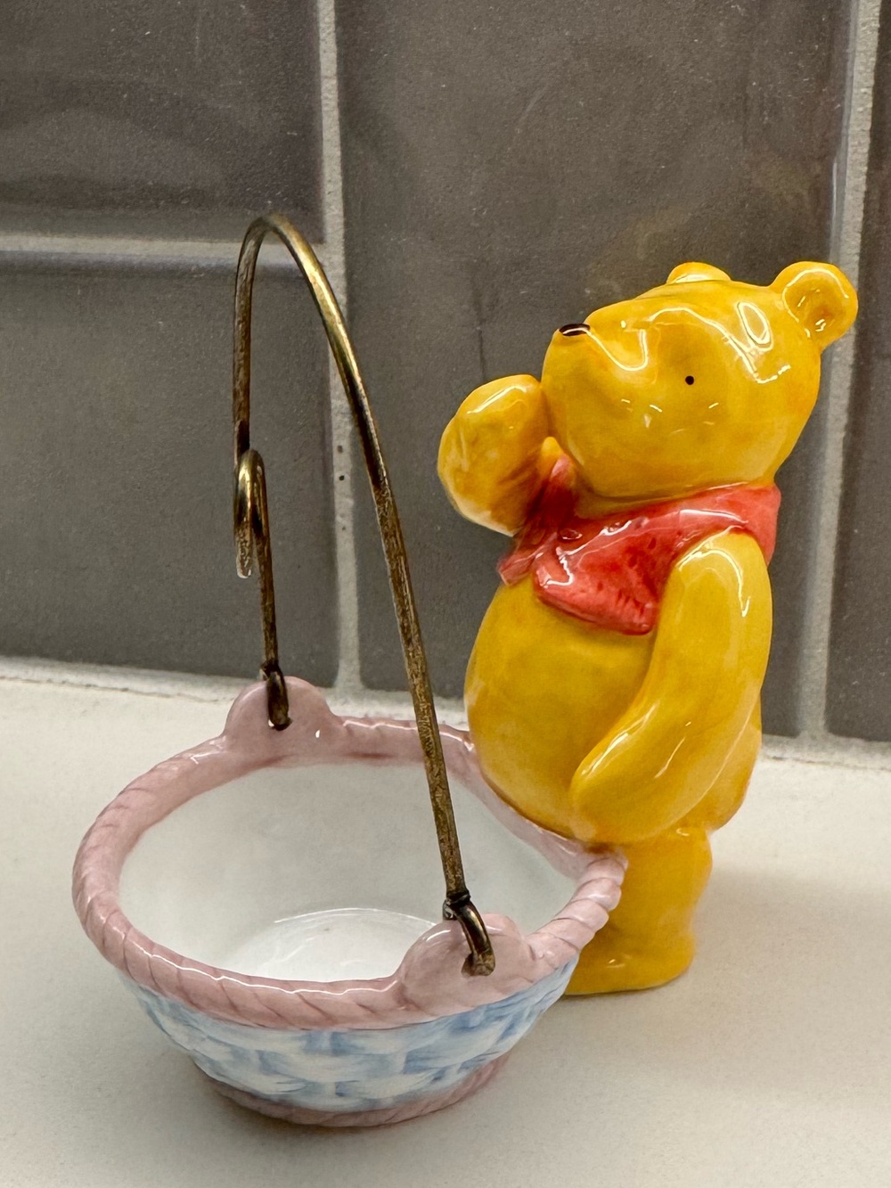 Vintage Classic Pooh Porcelain Trinket Basket